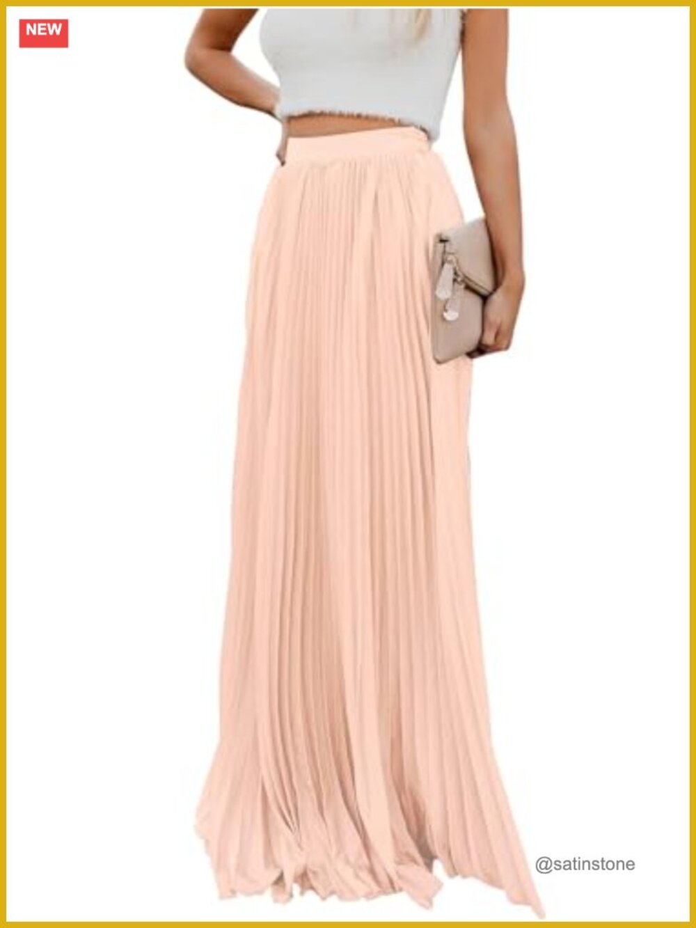 High Waist Pleated Flowy Swing A-line Maxi Skirt